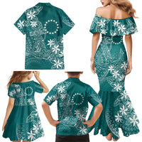 Teal Kuki Airani Tapakau Family Matching Mermaid Dress and Hawaiian Shirt Tribal Anchor Mix Tiare