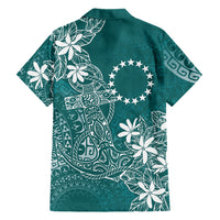 Teal Kuki Airani Tapakau Family Matching Summer Maxi Dress and Hawaiian Shirt Tribal Anchor Mix Tiare