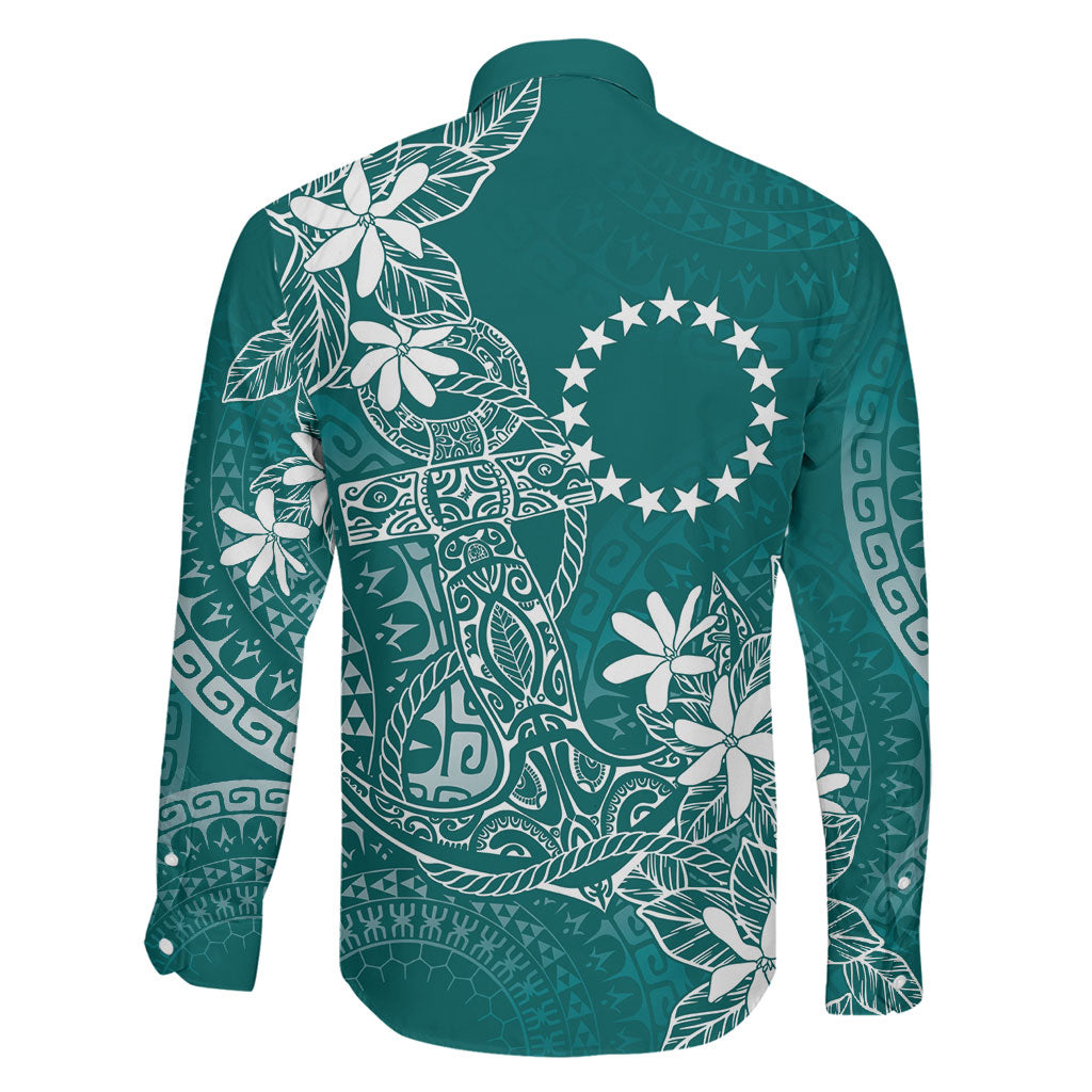 Teal Kuki Airani Tapakau Family Matching Summer Maxi Dress and Hawaiian Shirt Tribal Anchor Mix Tiare