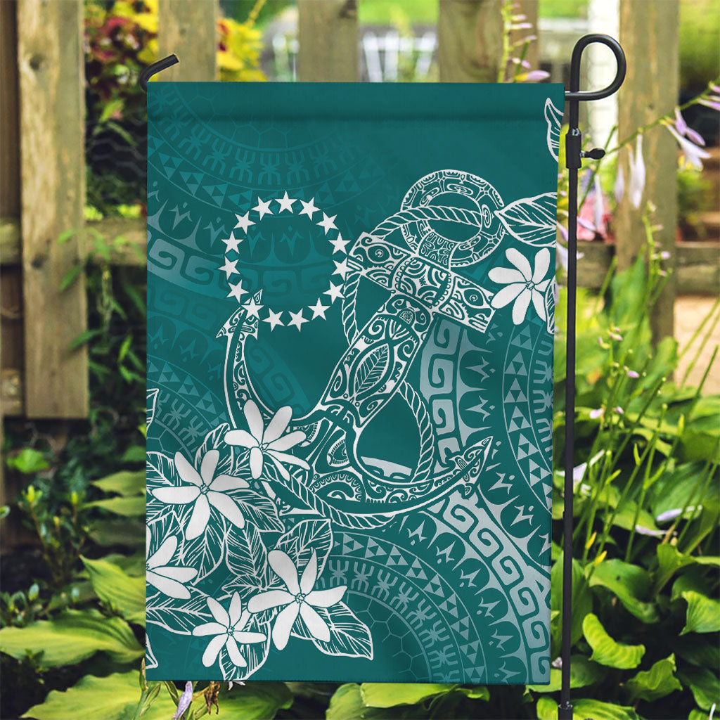 Teal Kuki Airani Tapakau Garden Flag Tribal Anchor Mix Tiare