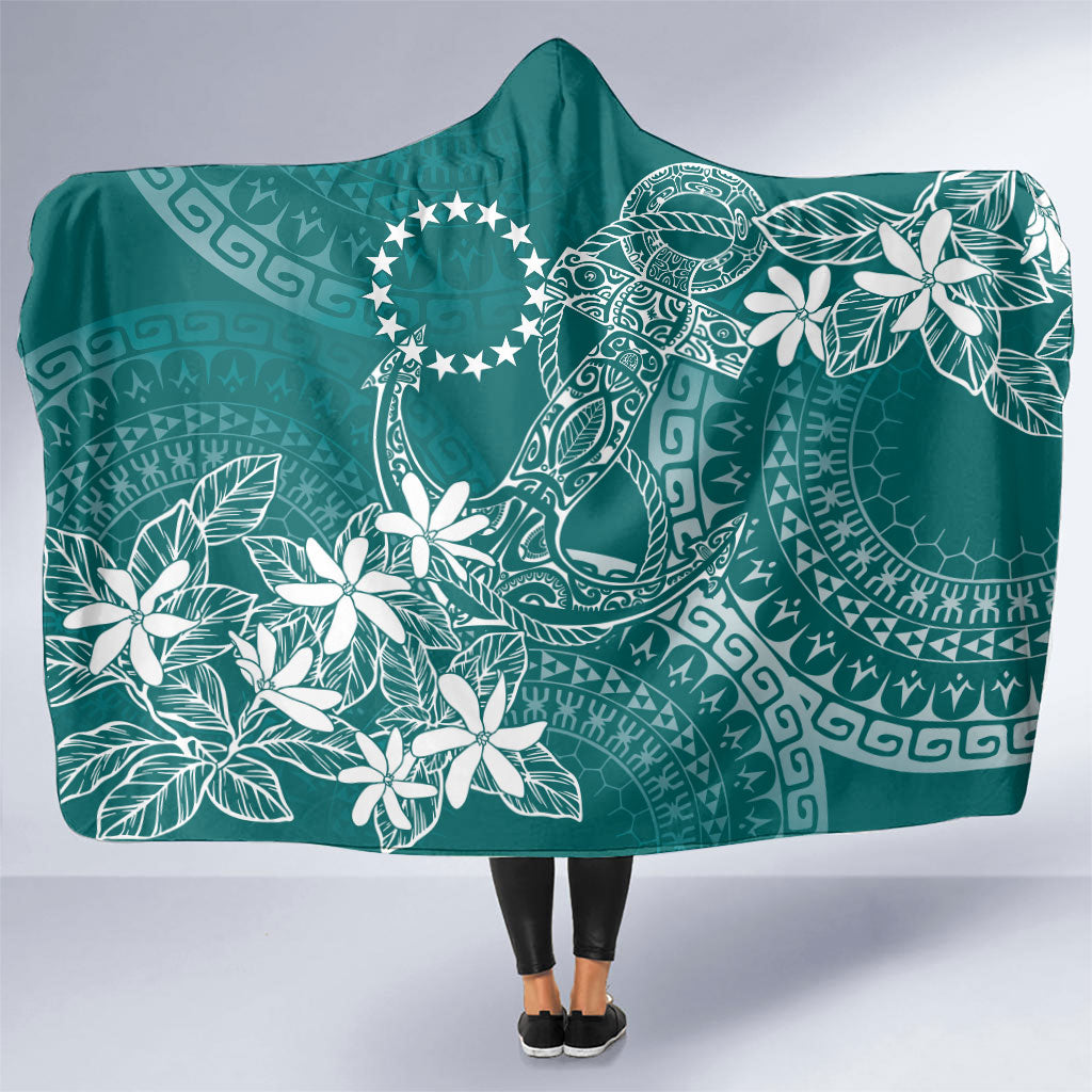 Teal Kuki Airani Tapakau Hooded Blanket Tribal Anchor Mix Tiare