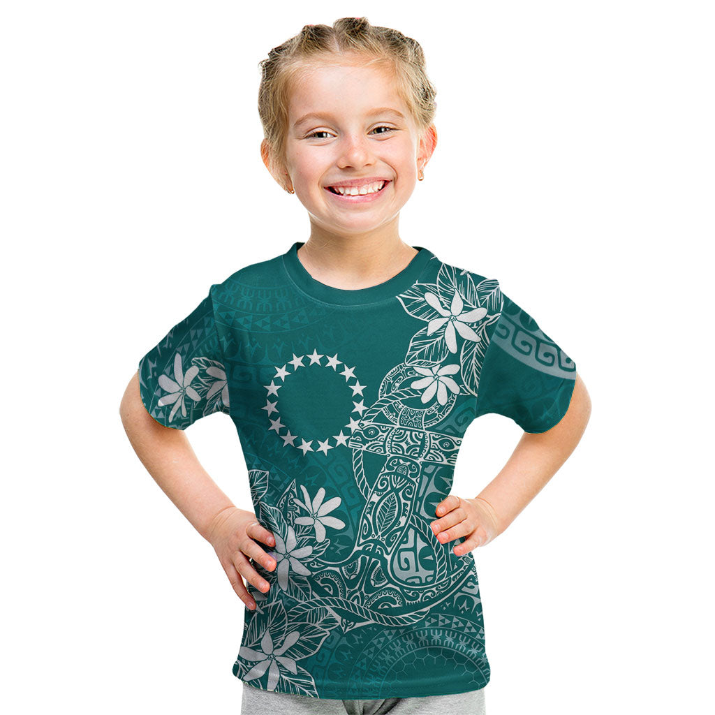 Teal Kuki Airani Tapakau Kid T Shirt Tribal Anchor Mix Tiare