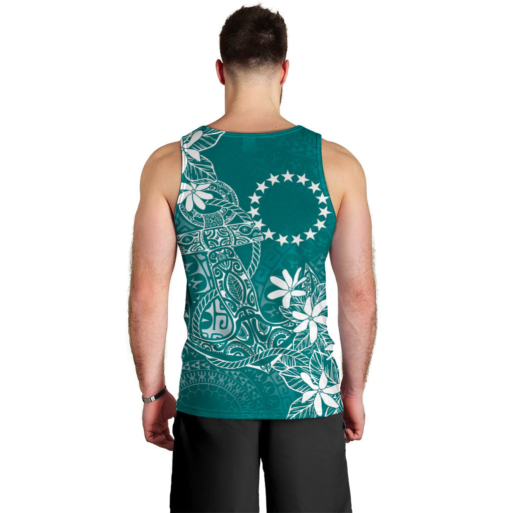 Teal Kuki Airani Tapakau Men Tank Top Tribal Anchor Mix Tiare