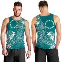 Teal Kuki Airani Tapakau Men Tank Top Tribal Anchor Mix Tiare
