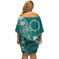Teal Kuki Airani Tapakau Off Shoulder Short Dress Tribal Anchor Mix Tiare LT7 - Polynesian Pride