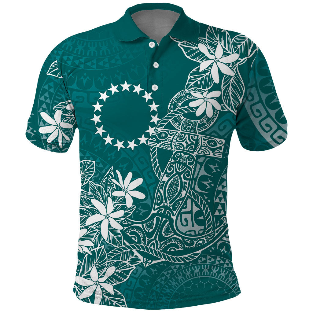 Teal Kuki Airani Tapakau Polo Shirt Tribal Anchor Mix Tiare