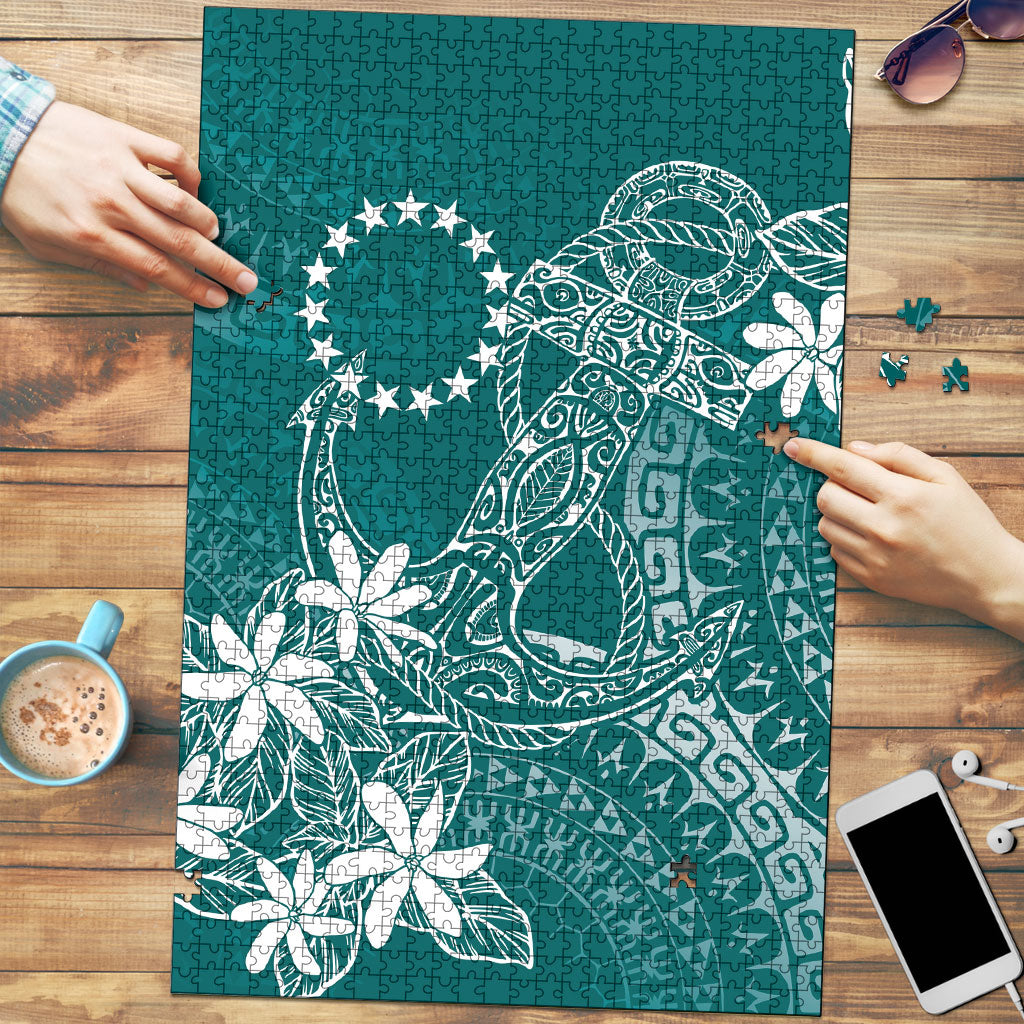 Teal Kuki Airani Tapakau Puzzle Tribal Anchor Mix Tiare LT7 Teal - Polynesian Pride