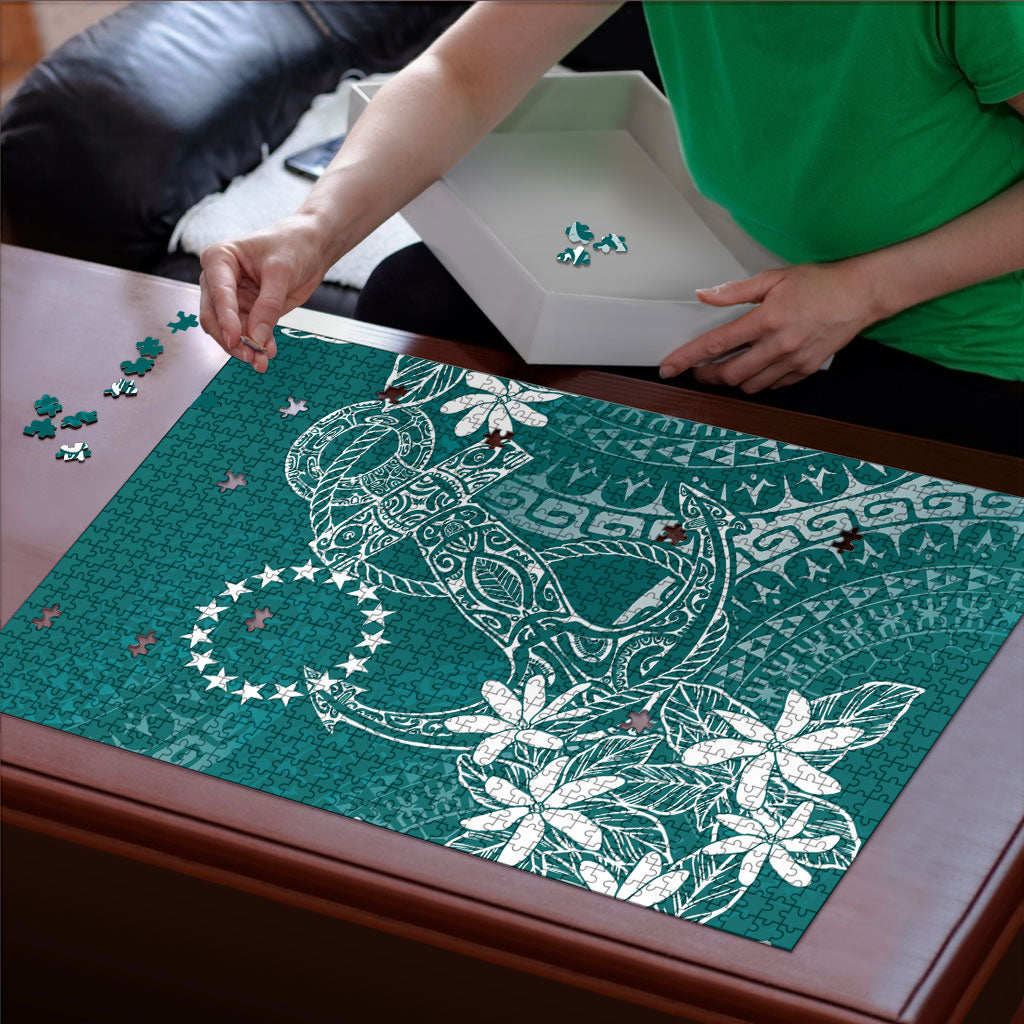 Teal Kuki Airani Tapakau Puzzle Tribal Anchor Mix Tiare LT7 - Polynesian Pride