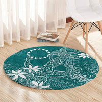 Teal Kuki Airani Tapakau Round Carpet Tribal Anchor Mix Tiare