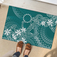 Teal Kuki Airani Tapakau Rubber Doormat Tribal Anchor Mix Tiare