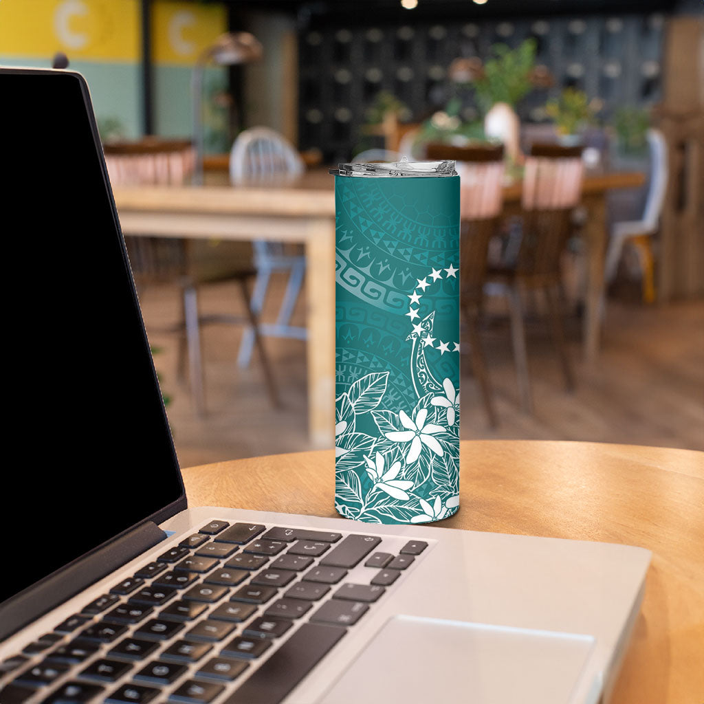 Teal Kuki Airani Tapakau Skinny Tumbler Tribal Anchor Mix Tiare