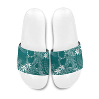 Teal Kuki Airani Tapakau Slide Sandals Tribal Anchor Mix Tiare LT7 Teal - Polynesian Pride