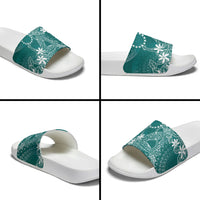 Teal Kuki Airani Tapakau Slide Sandals Tribal Anchor Mix Tiare LT7 - Polynesian Pride