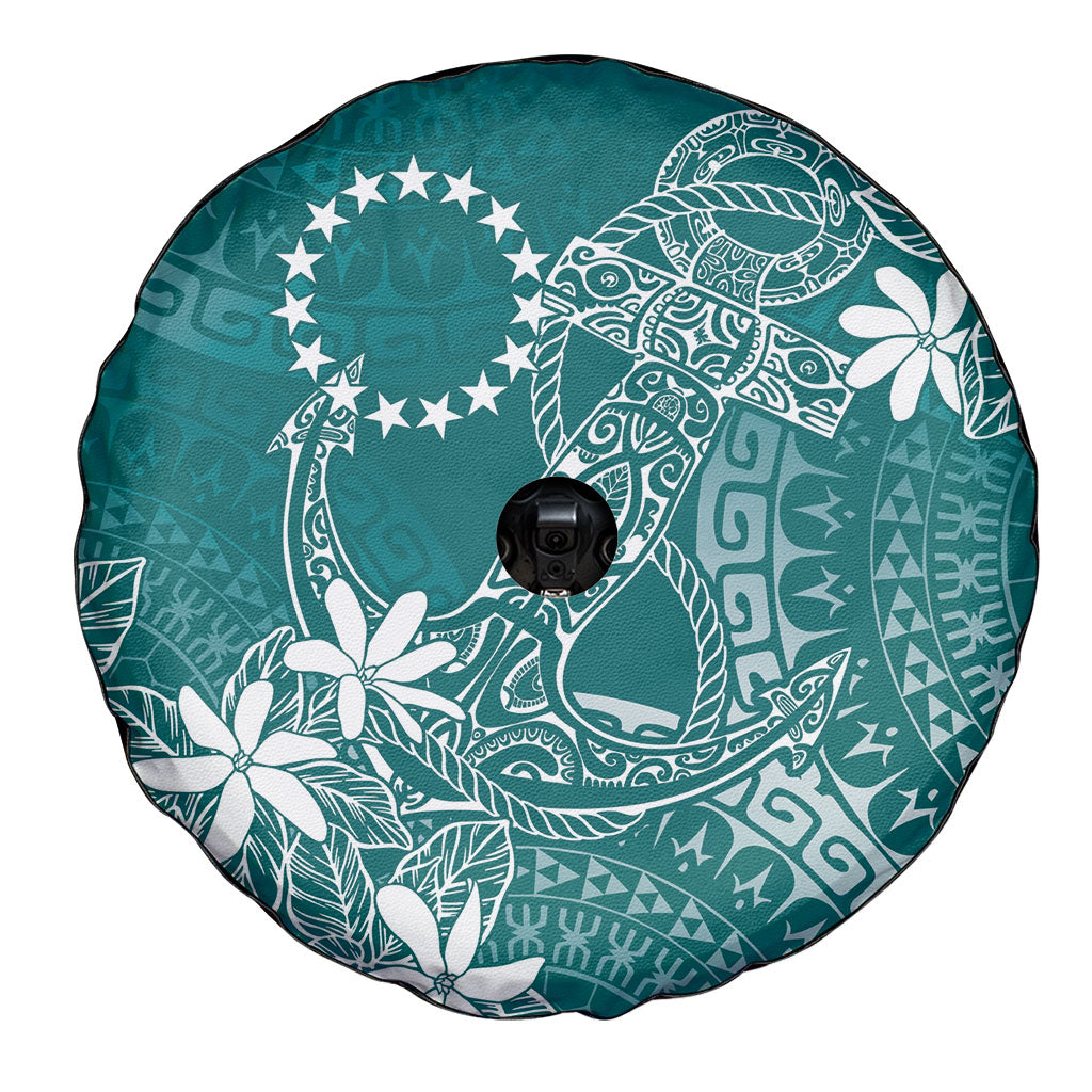Teal Kuki Airani Tapakau Spare Tire Cover Tribal Anchor Mix Tiare