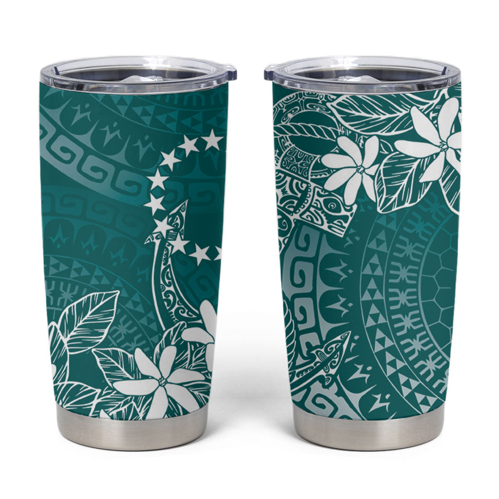 Teal Kuki Airani Tapakau Tumbler Cup Tribal Anchor Mix Tiare LT7 Teal - Polynesian Pride