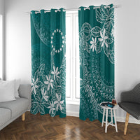 Teal Kuki Airani Tapakau Window Curtain Tribal Anchor Mix Tiare