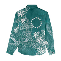 Teal Kuki Airani Tapakau Women Casual Shirt Tribal Anchor Mix Tiare