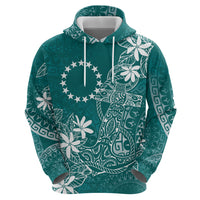 Teal Kuki Airani Tapakau Zip Hoodie Tribal Anchor Mix Tiare