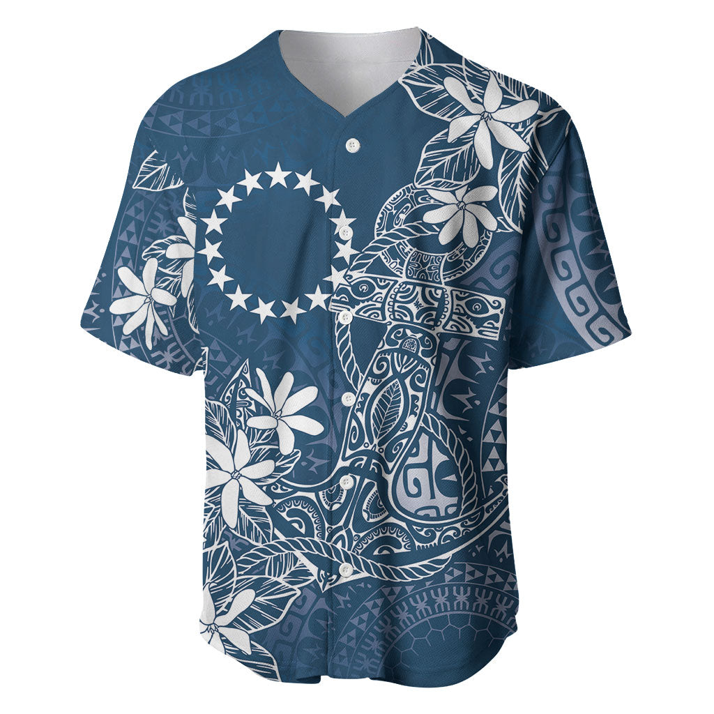 Navy Kuki Airani Tapakau Baseball Jersey Tribal Anchor Mix Tiare