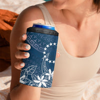 Navy Kuki Airani Tapakau 4 in 1 Can Cooler Tumbler Tribal Anchor Mix Tiare