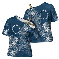 Navy Kuki Airani Tapakau Cross Shoulder Shirt Tribal Anchor Mix Tiare LT7 - Polynesian Pride