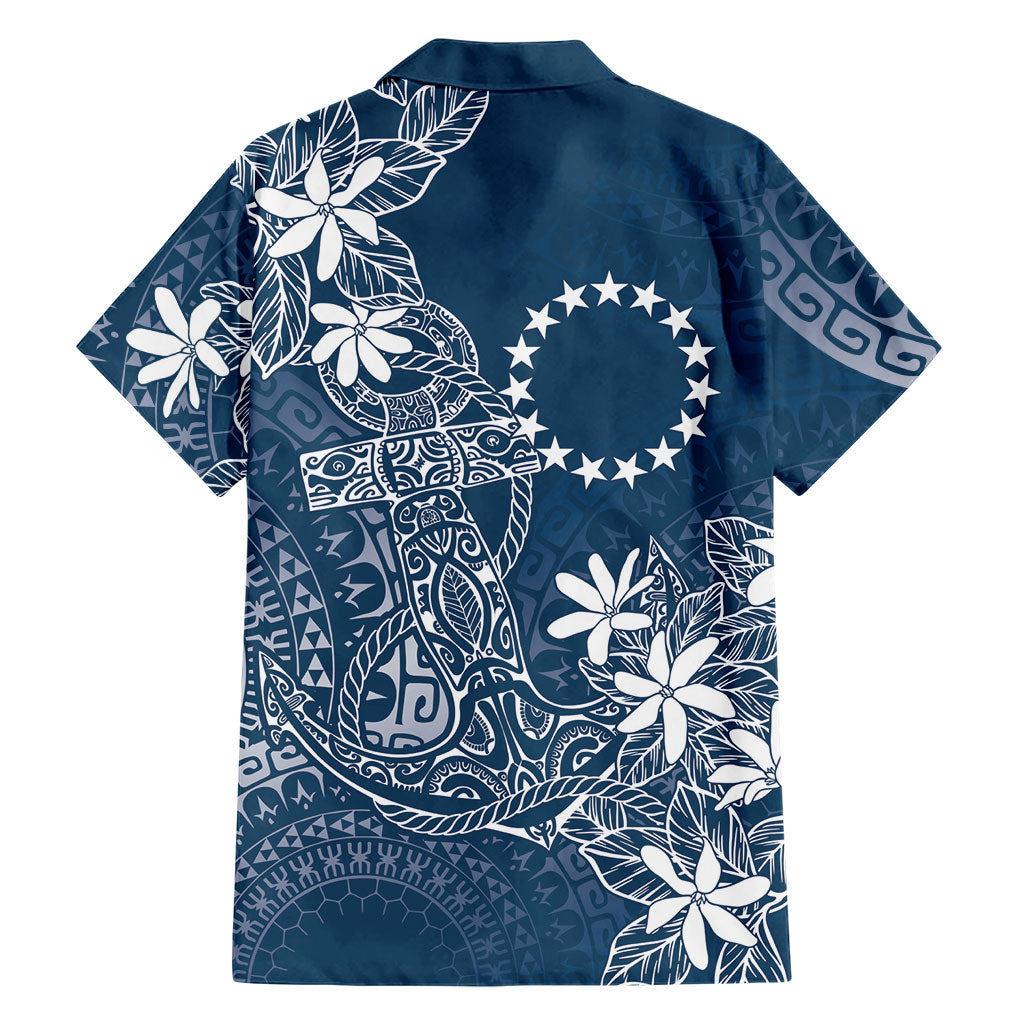 Navy Kuki Airani Tapakau Family Matching Long Sleeve Bodycon Dress and Hawaiian Shirt Tribal Anchor Mix Tiare
