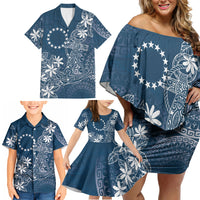 Navy Kuki Airani Tapakau Family Matching Off Shoulder Short Dress and Hawaiian Shirt Tribal Anchor Mix Tiare LT7 - Polynesian Pride
