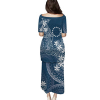 Navy Kuki Airani Tapakau Family Matching Puletasi and Hawaiian Shirt Tribal Anchor Mix Tiare
