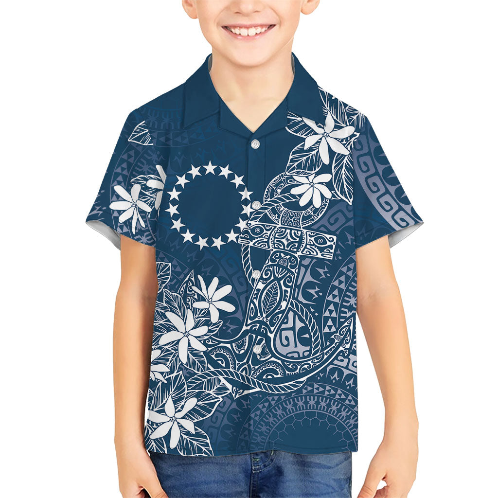 Navy Kuki Airani Tapakau Family Matching Summer Maxi Dress and Hawaiian Shirt Tribal Anchor Mix Tiare