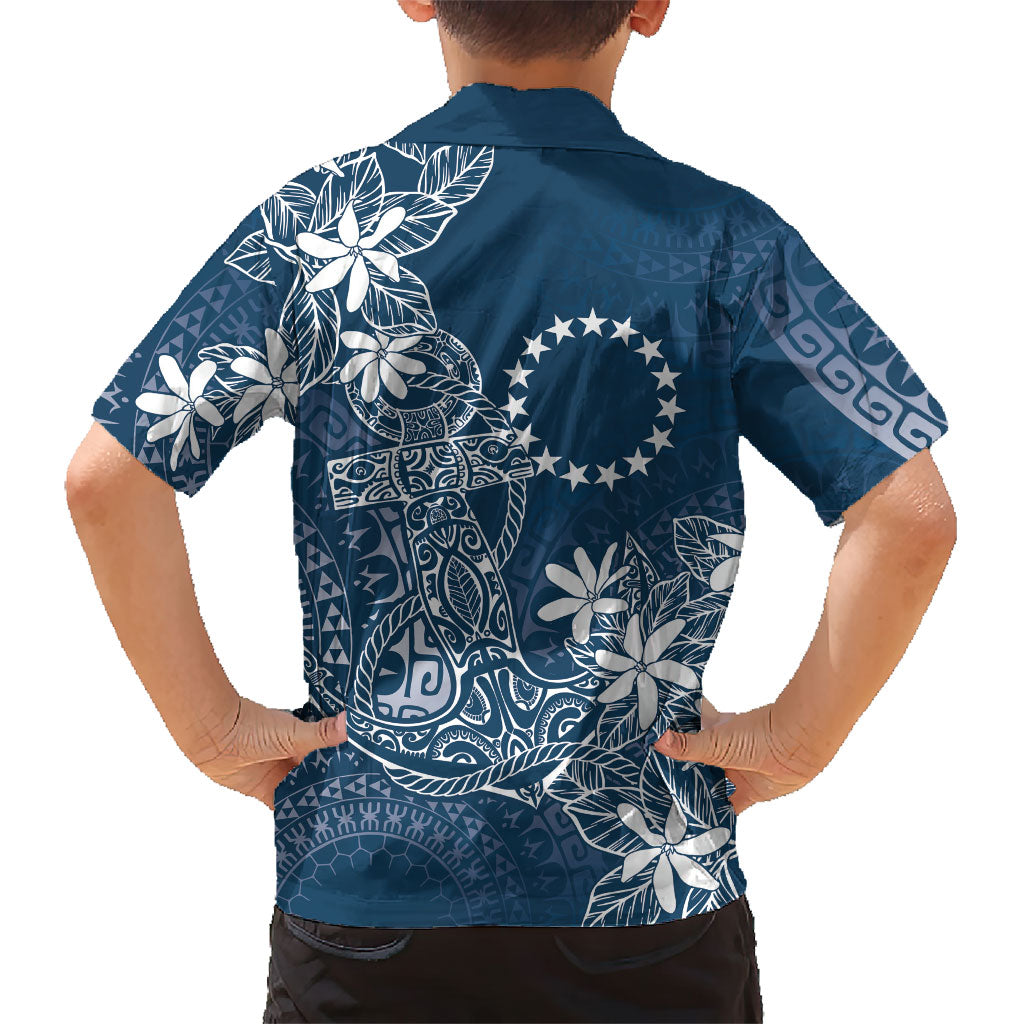 Navy Kuki Airani Tapakau Family Matching Tank Maxi Dress and Hawaiian Shirt Tribal Anchor Mix Tiare
