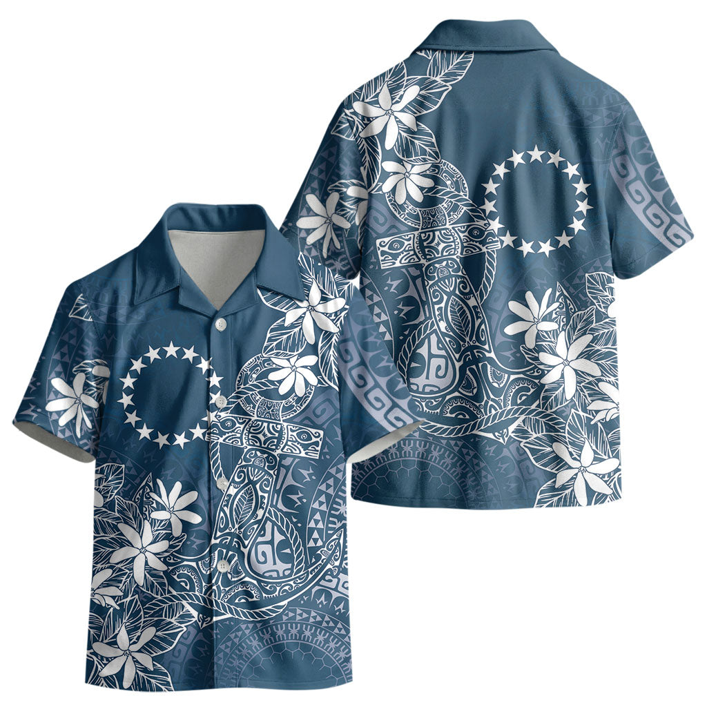Navy Kuki Airani Tapakau Kid Hawaiian Shirt Tribal Anchor Mix Tiare LT7 - Polynesian Pride