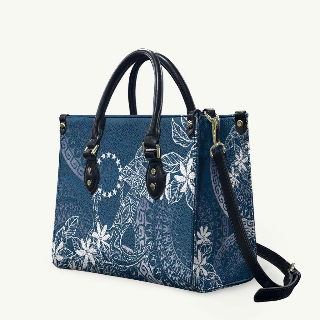 Navy Kuki Airani Tapakau Leather Bag Tribal Anchor Mix Tiare LT7 Navy - Polynesian Pride