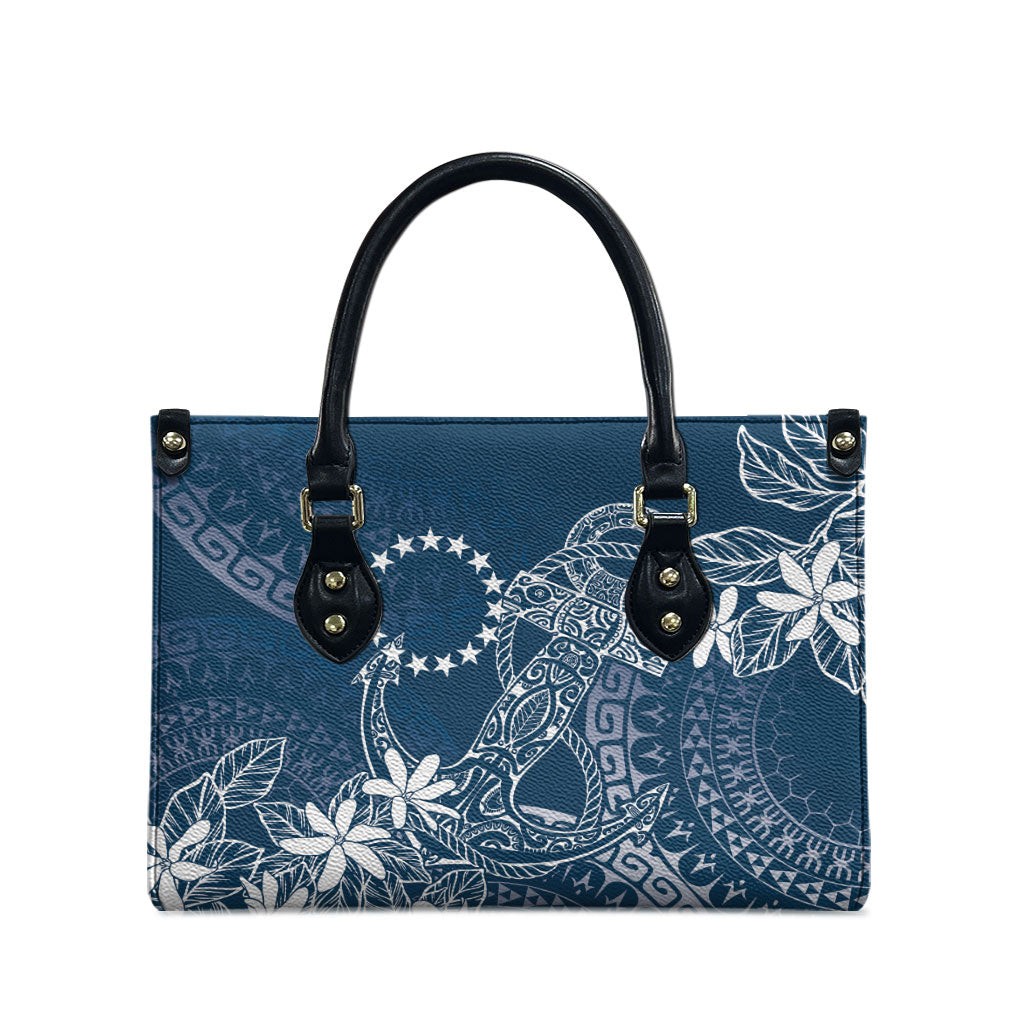 Navy Kuki Airani Tapakau Leather Bag Tribal Anchor Mix Tiare LT7 - Polynesian Pride
