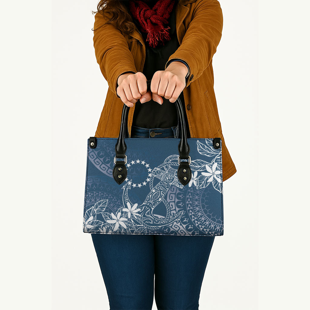 Navy Kuki Airani Tapakau Leather Bag Tribal Anchor Mix Tiare LT7 - Polynesian Pride