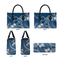 Navy Kuki Airani Tapakau Leather Bag Tribal Anchor Mix Tiare LT7 - Polynesian Pride