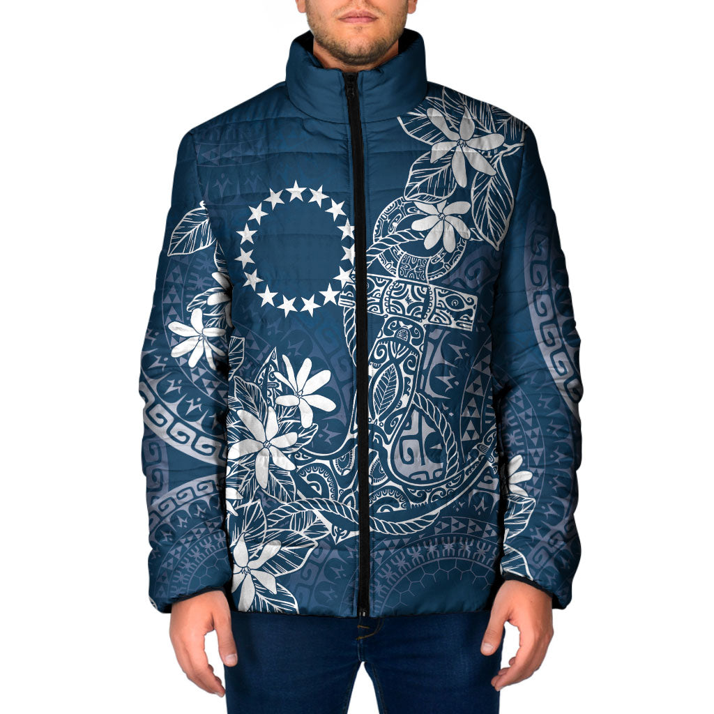 Navy Kuki Airani Tapakau Padded Jacket Tribal Anchor Mix Tiare LT7 Men Navy - Polynesian Pride