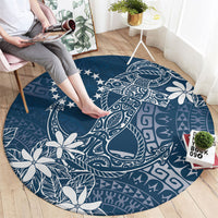Navy Kuki Airani Tapakau Round Carpet Tribal Anchor Mix Tiare