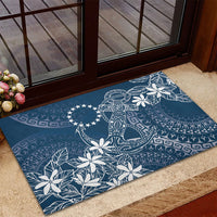 Navy Kuki Airani Tapakau Rubber Doormat Tribal Anchor Mix Tiare