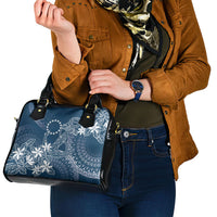 Navy Kuki Airani Tapakau Shoulder Handbag Tribal Anchor Mix Tiare