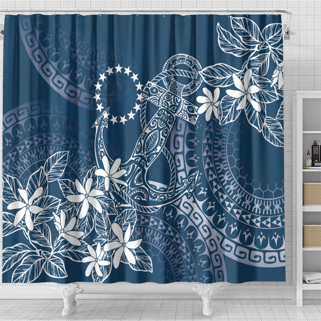 Navy Kuki Airani Tapakau Shower Curtain Tribal Anchor Mix Tiare