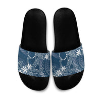 Navy Kuki Airani Tapakau Slide Sandals Tribal Anchor Mix Tiare
