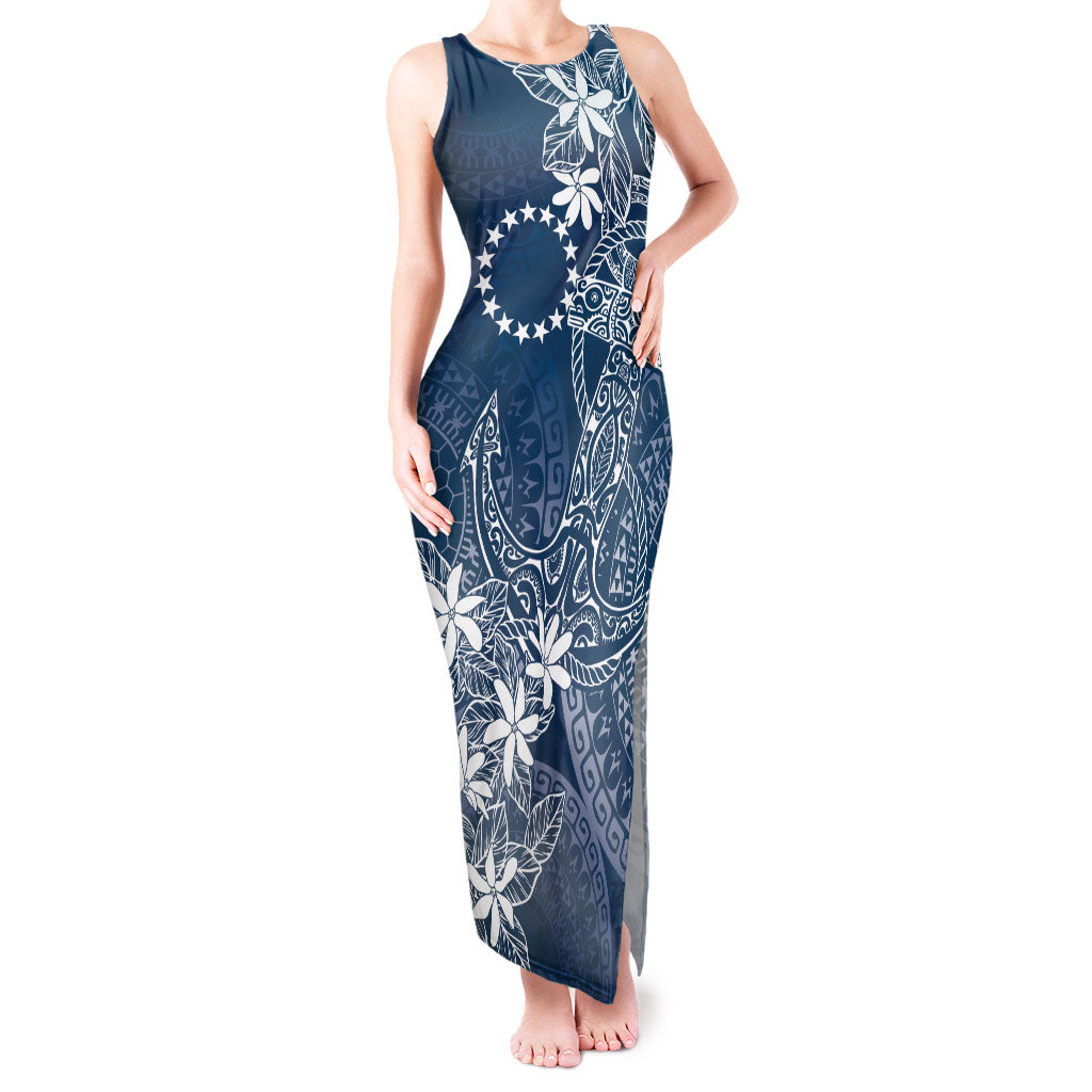 Navy Kuki Airani Tapakau Tank Maxi Dress Tribal Anchor Mix Tiare