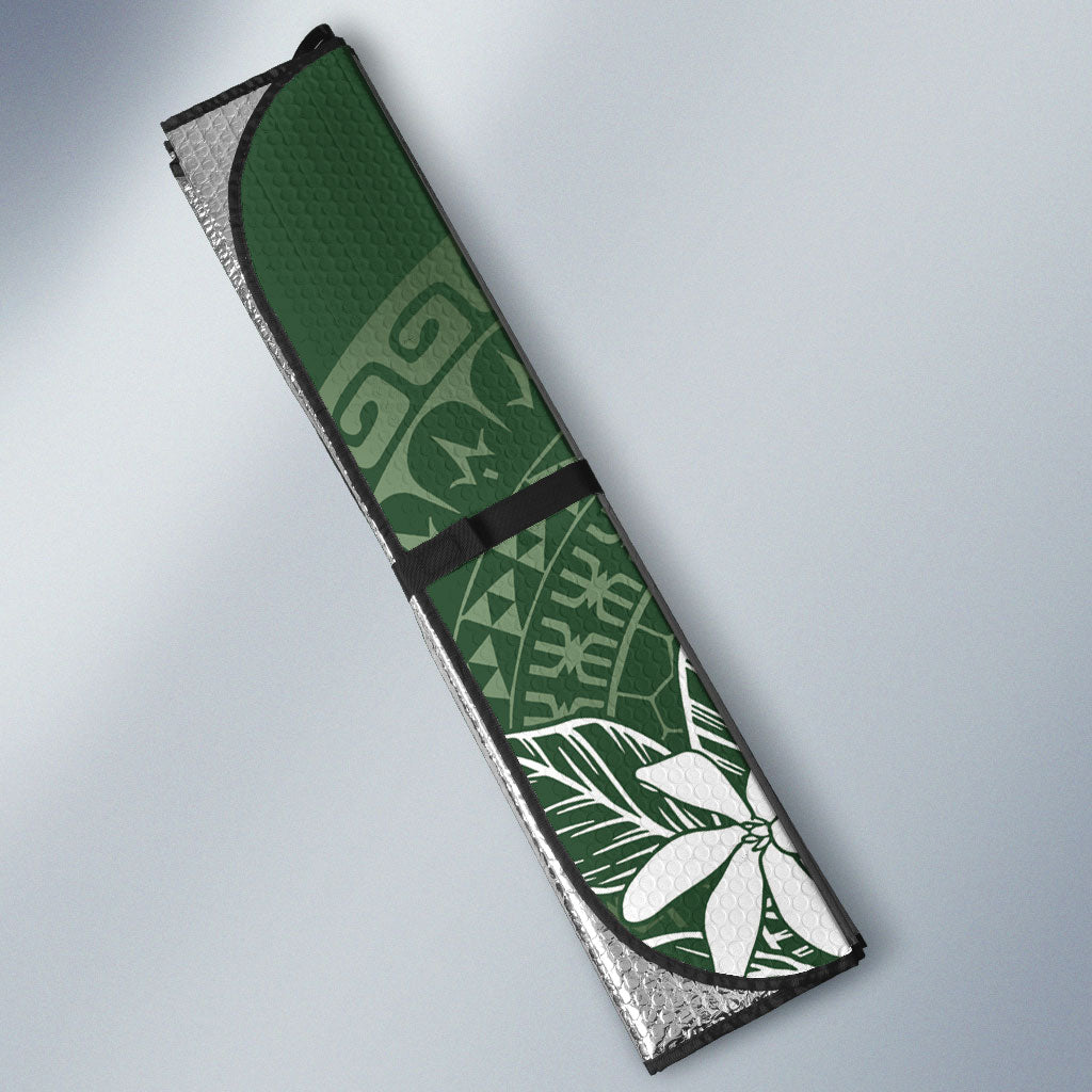 Sage Green Kuki Airani Tapakau Auto Sun Shade Tribal Anchor Mix Tiare