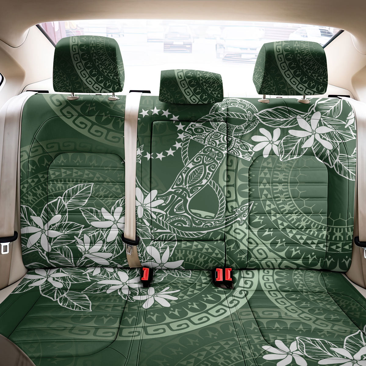Sage Green Kuki Airani Tapakau Back Car Seat Cover Tribal Anchor Mix Tiare