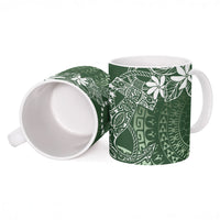 Sage Green Kuki Airani Tapakau Ceramic Mug Tribal Anchor Mix Tiare