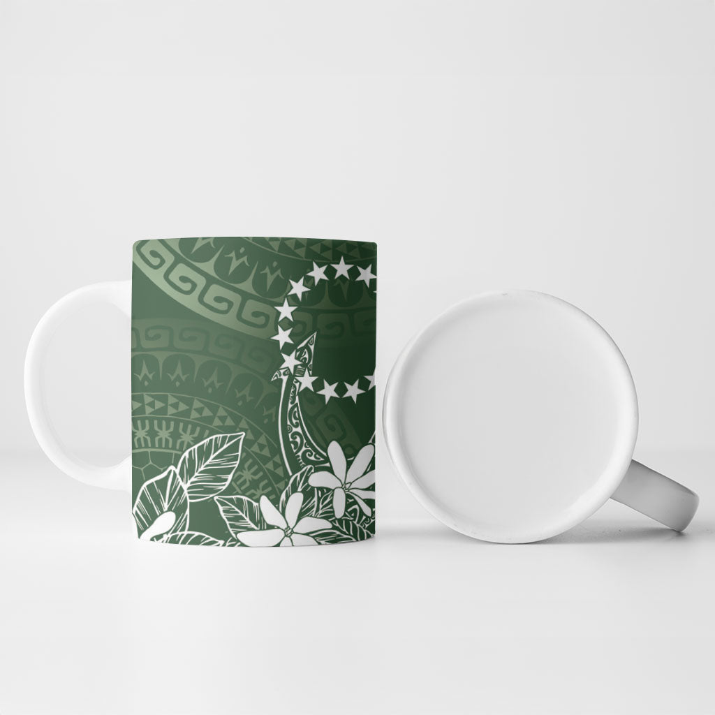 Sage Green Kuki Airani Tapakau Ceramic Mug Tribal Anchor Mix Tiare
