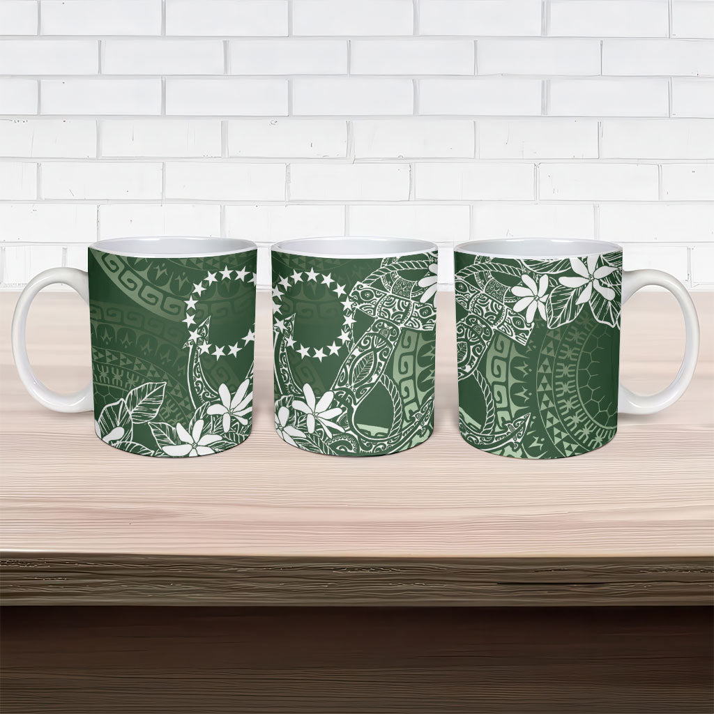 Sage Green Kuki Airani Tapakau Ceramic Mug Tribal Anchor Mix Tiare