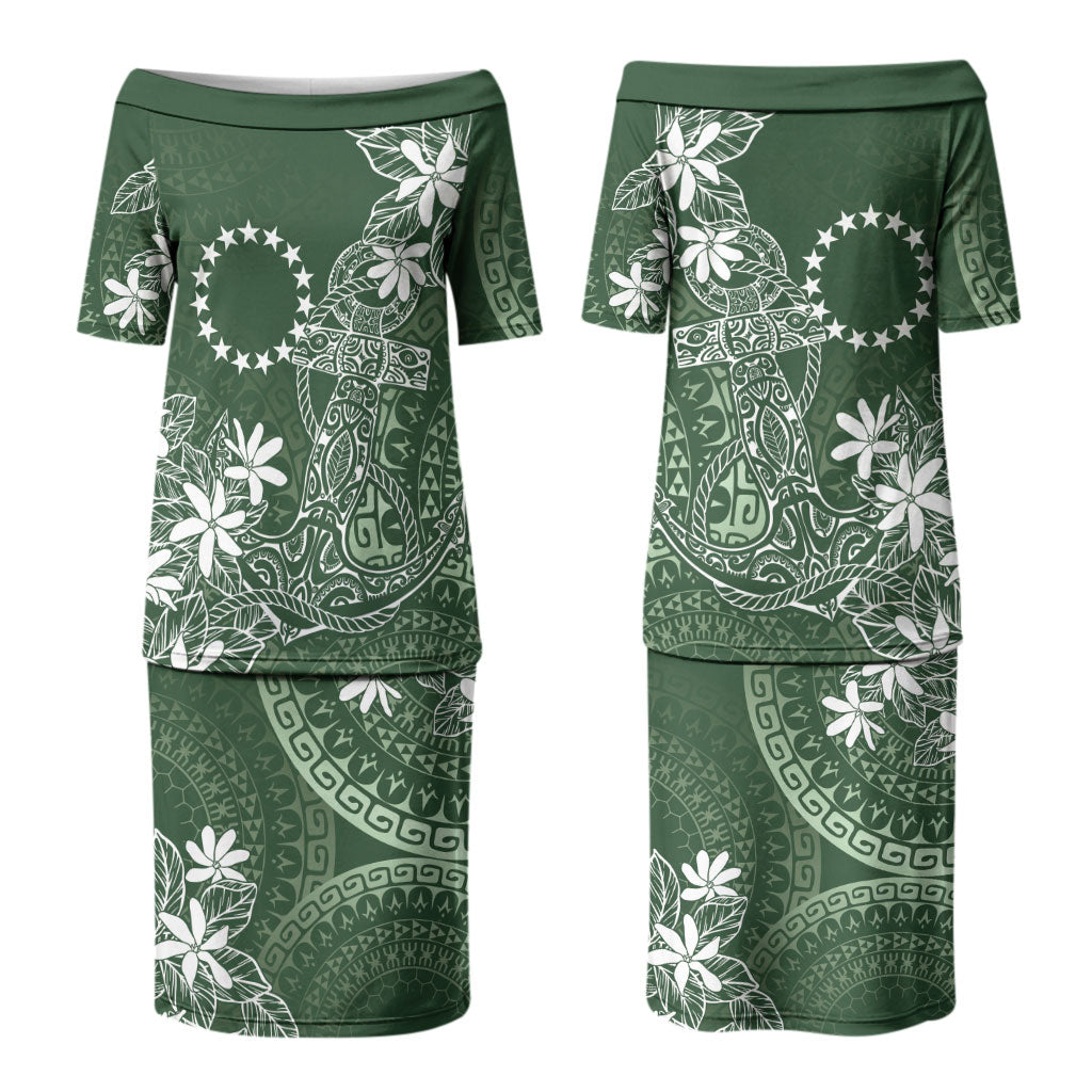 Sage Green Kuki Airani Tapakau Couples Matching Puletasi and Hawaiian Shirt Tribal Anchor Mix Tiare LT7 - Polynesian Pride