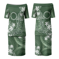 Sage Green Kuki Airani Tapakau Couples Matching Puletasi and Hawaiian Shirt Tribal Anchor Mix Tiare LT7 - Polynesian Pride