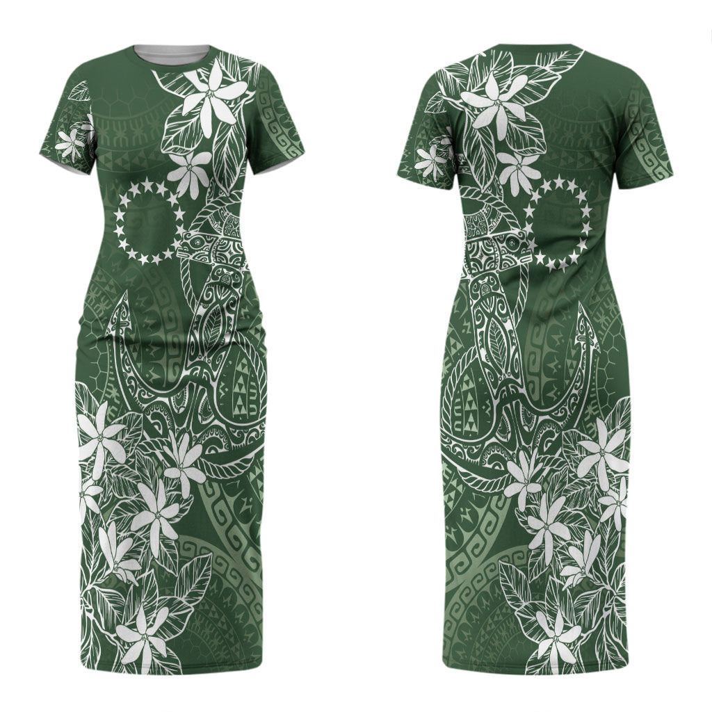 Sage Green Kuki Airani Tapakau Couples Matching Short Sleeve Bodycon Dress and Hawaiian Shirt Tribal Anchor Mix Tiare LT7 - Polynesian Pride